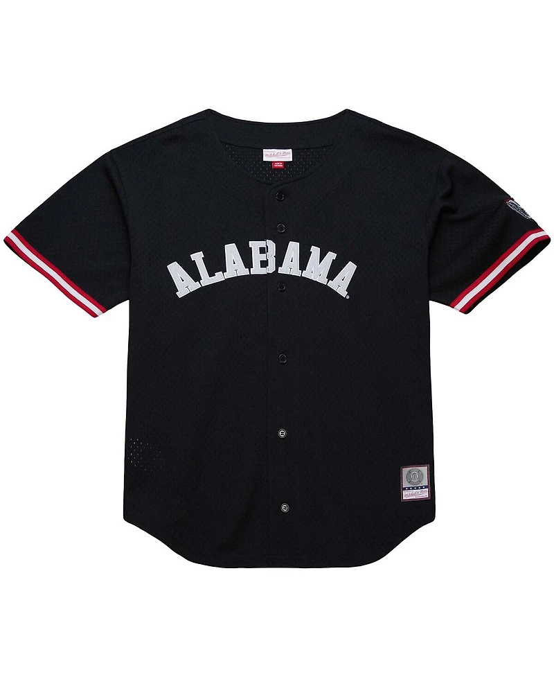 Mitchell & Ness Men's Black Alabama Crimson Tide On The Clock Full-Button Fashion Jersey