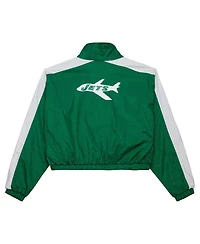 Mitchell & Ness Women's Green New York Jets Nylon Cropped Full-Zip Jacket