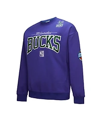 Mitchell & Ness Men's Purple Milwaukee Bucks Hardwood Classics There Back 2.0 Vintage Pullover Sweatshirt