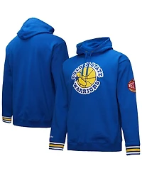 Mitchell & Ness Men's Royal Golden State Warriors Chainstitch Applique Vintage Heavyweight Pullover Hoodie