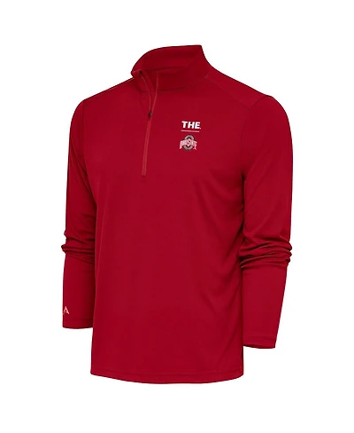 Antigua Men's Scarlet Ohio State Buckeyes The Tribute Quarter-Zip Pullover Top