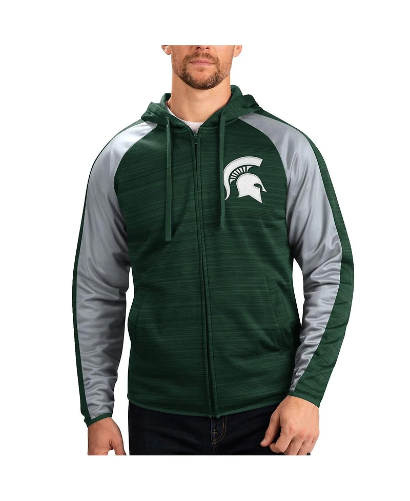 G-iii Sports by Carl Banks Men's Green Michigan State Spartans Neutral Zone Raglan Full-Zip Track Hoodie Jacket