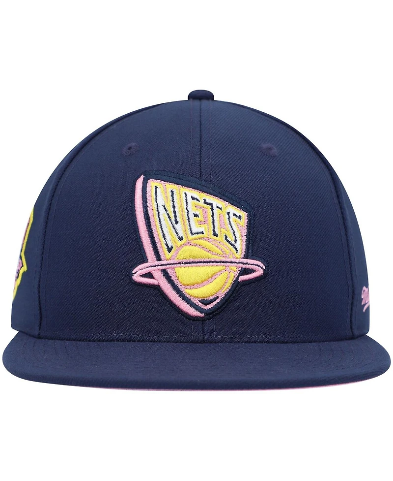 Mitchell & Ness Men's Navy New Jersey Nets 35 Years Burnt Sunrise Fitted Hat