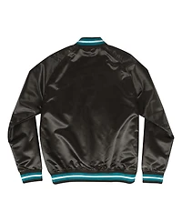 Mitchell & Ness Men's Black Charlotte Hornets Hardwood Classics Lightweight Satin Full-Snap Jacket