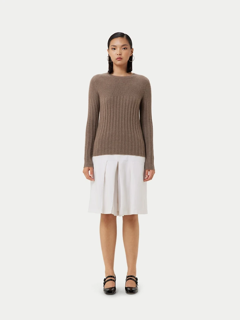 Gobi Cashmere Juniors' Rib-Knit Crew Neck Sweater