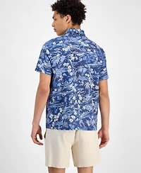 Sun + Stone Men's Marley Short Sleeve Abstract Print Linen Blend Button-Front Shirt, Exclusively at Macy's