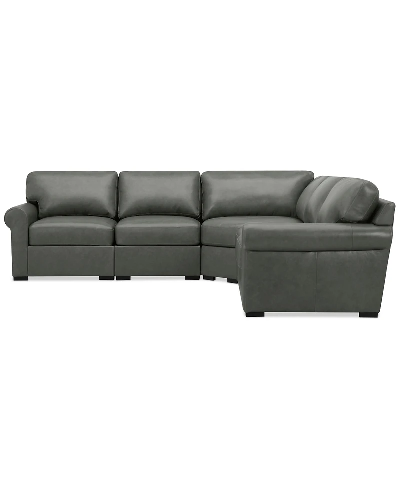 Radley Roll Arm 117" -Pc. Leather Wedge Corner L Sectional