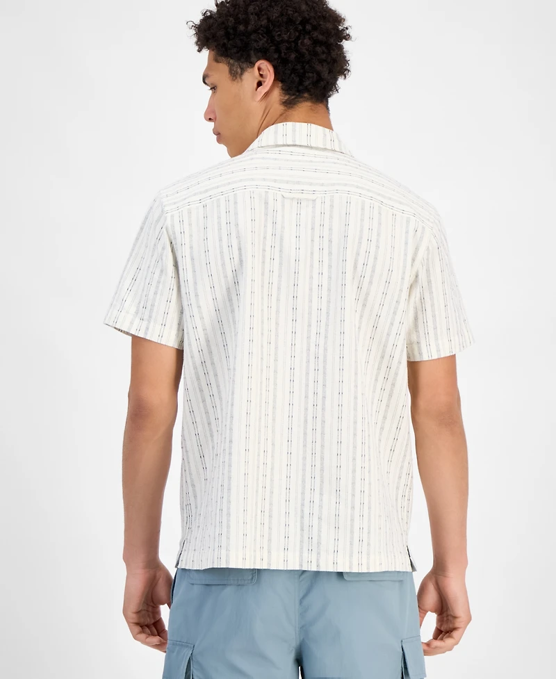 Sun + Stone Men's Luke Short Sleeve Striped Floral Button-Front Camp Shirt, Exclusively at Macy's