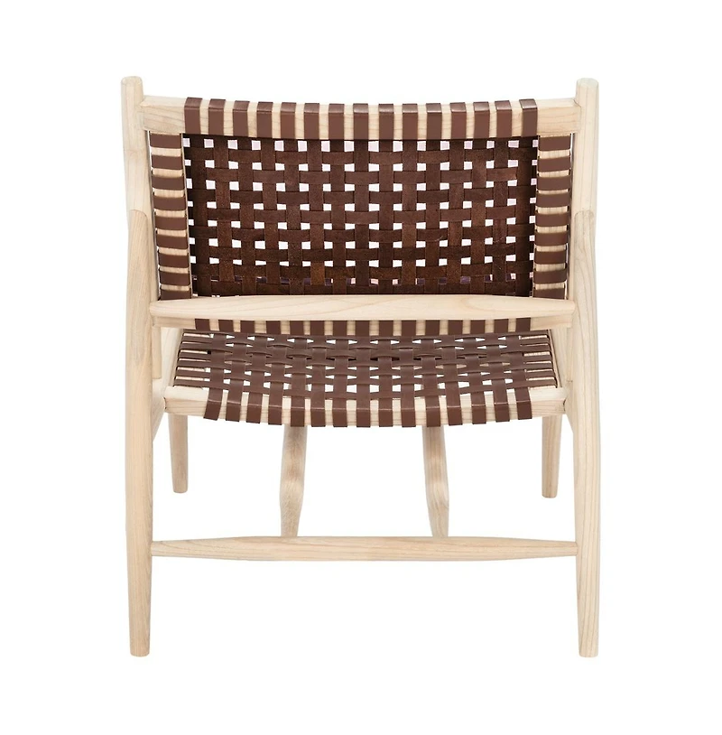 Soleil Leather Woven Accent Chair