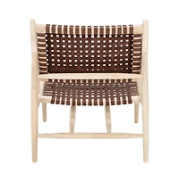 Soleil Leather Woven Accent Chair