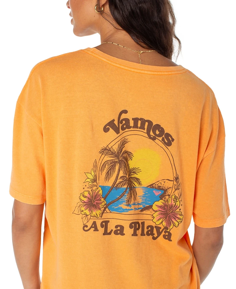 Roxy Juniors' Vamos Cotton Oversized Graphic T-Shirt