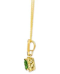 Le Vian Green Apple Peridot (1-1/8 ct. t.w.) & Diamond (1/5 ct. t.w.) Trillion Halo Adjustable 20" Pendant Necklace in 14k Gold