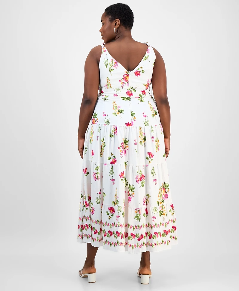 Taylor Plus Floral V-Neck Sleeveless Maxi Dress