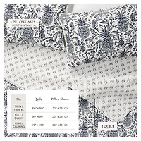 Linery & Co. Cotton Stitched Reversible Coastal Quilt and Sham Set