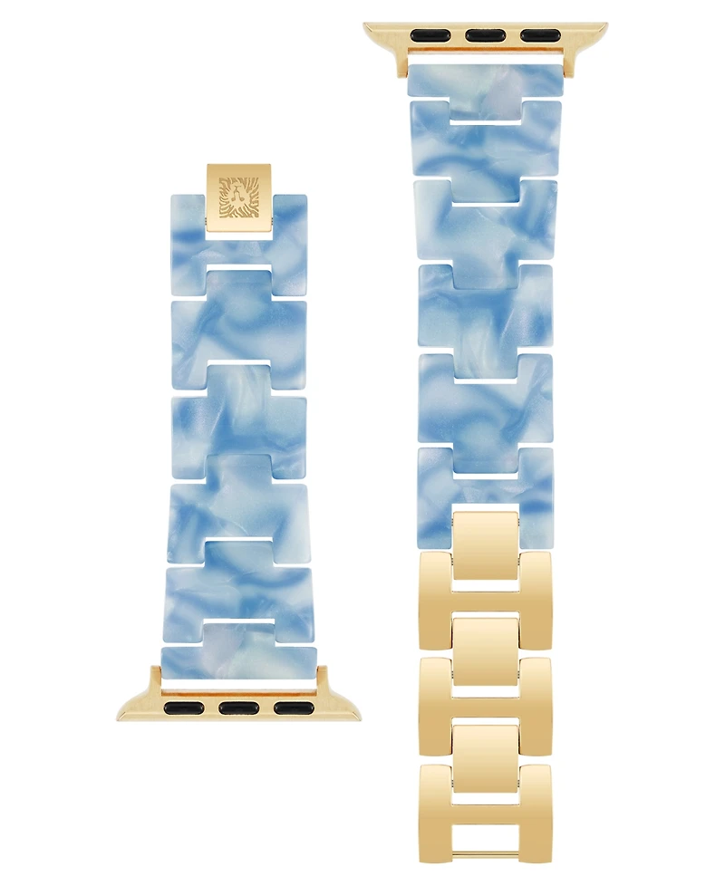 Anne Klein Women's Light Blue Marbleized Acetate Bracelet Band for Apple Watch 10 38/40/41mm