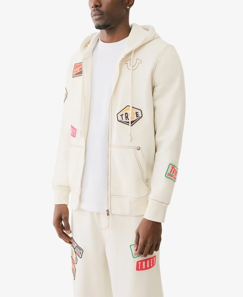 True Religion Men's Patch Big Full Zip Hoodie