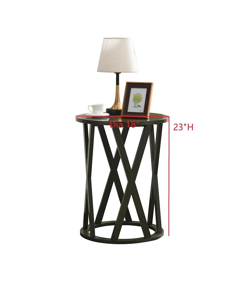 Kings Brand Furniture Emma Side End Table - Modern Round Farmhouse Accent for Living Room, Bedroom, Office
