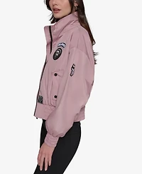 Karl Lagerfeld Paris Women's Logo Collar Bomber