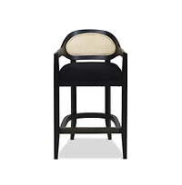 Mid-Century Modern 26" Counter Stool, 1PK Cane Back Bar Chair, Solid Oak Frame for Kitchen Island & Home Bar-The Pop