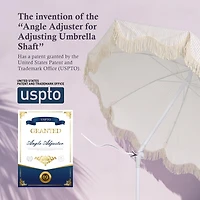 LAGarden 6Ft Fringe Patio Umbrella with Push Button Tilt Carry Bag UV30+ Outdoor Beach Yard Pool Party Deck Purple Stripe