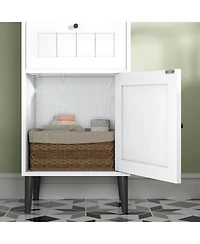 White Bathroom Storage Cabinet with 2 Drawers, 2 Shelves, and 1 Door