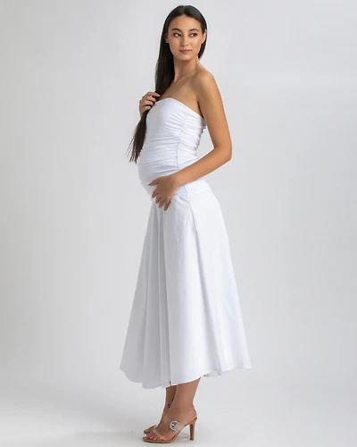 Pietro Brunelli Maternity Maternity Strapless Side Ruching Poplin and Jersey Coco Dress