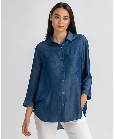 Pietro Brunelli Maternity 3/4 Sleeve Chambray-look Viscose Erica Blouse