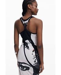 Desigual Women's Fitted midi dress face