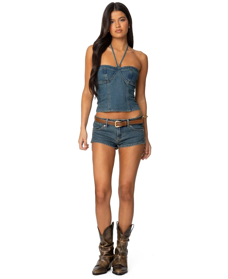 Edikted Women's Jagger Low Rise Denim Shorts