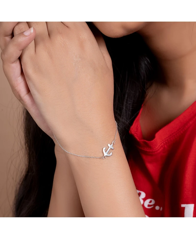 Bling Jewelry Nautical Ocean Sideways Boat Anchor Charm Anklet Ankle Bracelet .925 Sterling Silver Adjustable 9 To 10 Inch With Extender