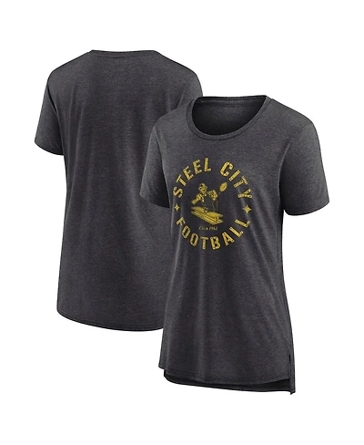 Nike Women's Charcoal Pittsburgh Steelers Vintage Graphic Tri-Blend Scoop Neck T-Shirt