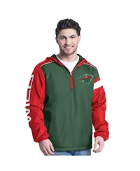 G-iii Sports by Carl Banks Men's Green/Red Minnesota Wild Lateral Half-Zip Hoodie Jacket