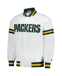 Starter Men's White Green Bay Packers Scout Full-Snap Varsity Jacket