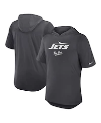 Nike Men's Anthracite New York Jets Tri-Blend Performance Hoodie T-Shirt