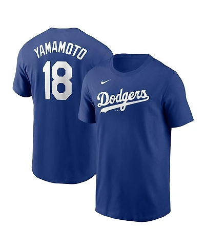 Nike Men's Yoshinobu Yamamoto Royal Los Angeles Dodgers Fuse Name Number T-Shirt