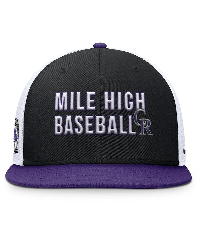 Nike Men's Black/Purple Colorado Rockies Pro Trucker Snapback Hat