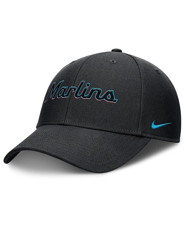 Nike Men's Black Miami Marlins Rise Gaberdine Adjustable Hat