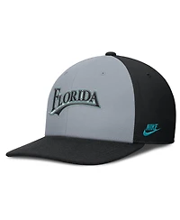 Nike Men's Gray/Black Florida Marlins Cooperstown Collection Pro Performance Snapback Hat