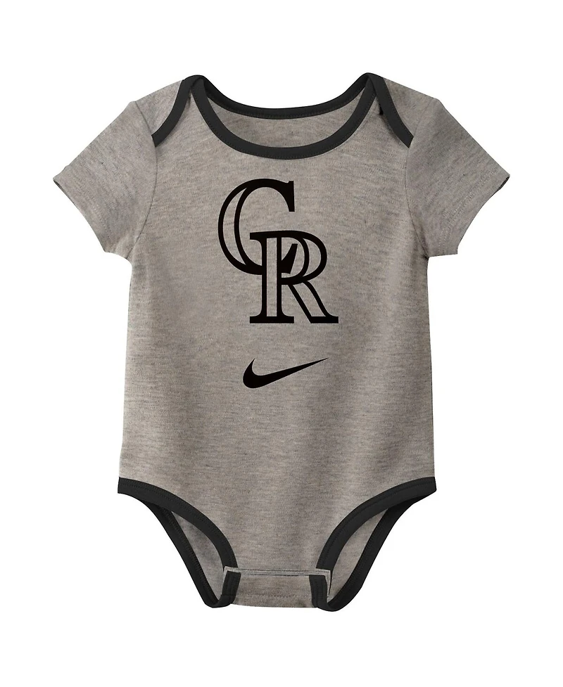 Nike Baby Boys and Girls Colorado Rockies Authentic Collection Bodysuit, Pack of 3