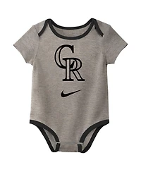 Nike Baby Boys and Girls Colorado Rockies Authentic Collection Bodysuit, Pack of 3
