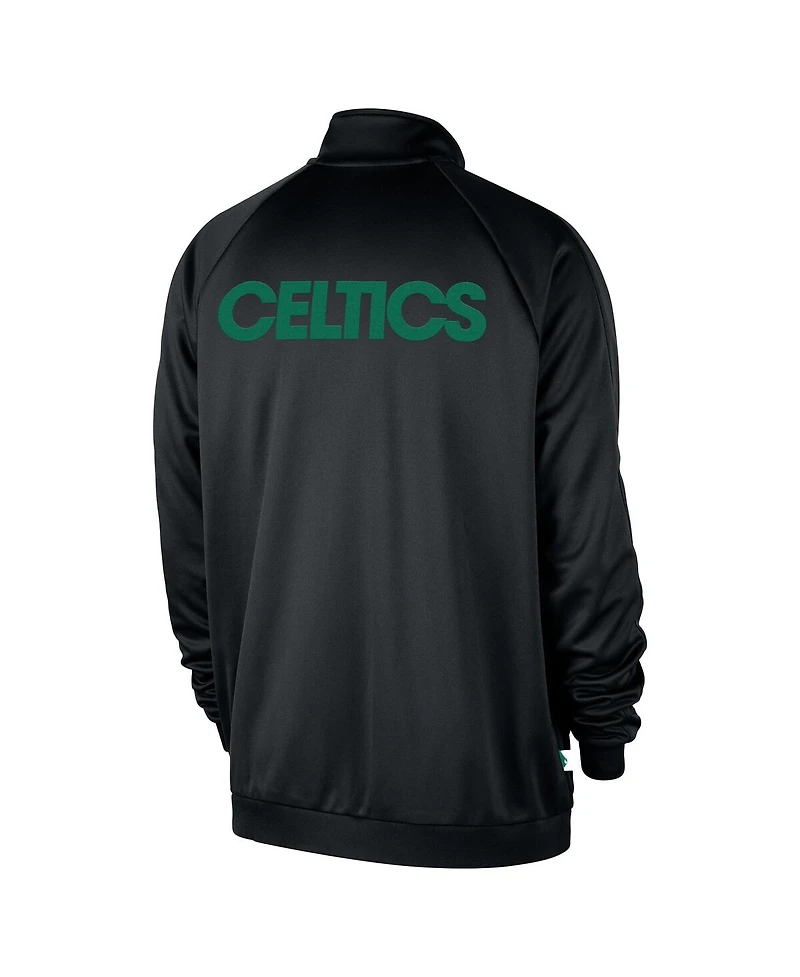 Nike Men's Black Boston Celtics Courtside Pique Club Full-Zip Track Jacket