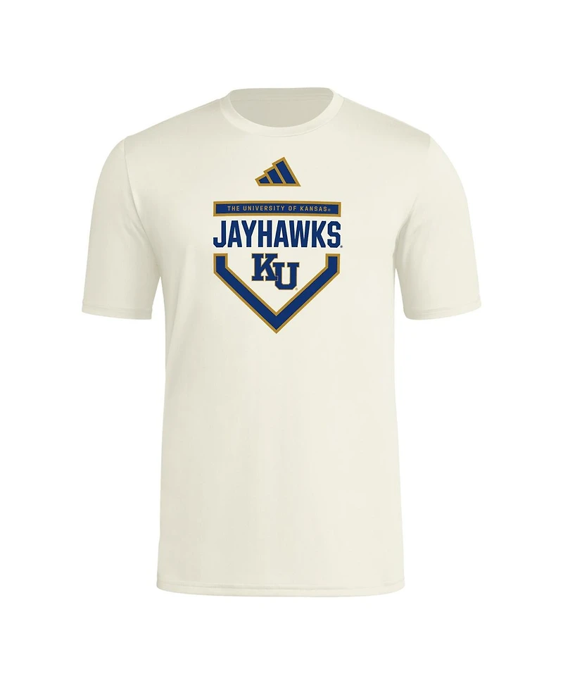 Adidas Men's Cream Kansas Jayhawks Home Plate Pre-Game T-Shirt