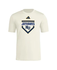 Adidas Men's Cream Kansas Jayhawks Home Plate Pre-Game T-Shirt