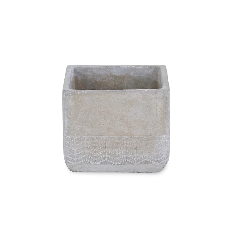 Cement Square Pot Planter with Chevron Design – Indoor/Outdoor Use
