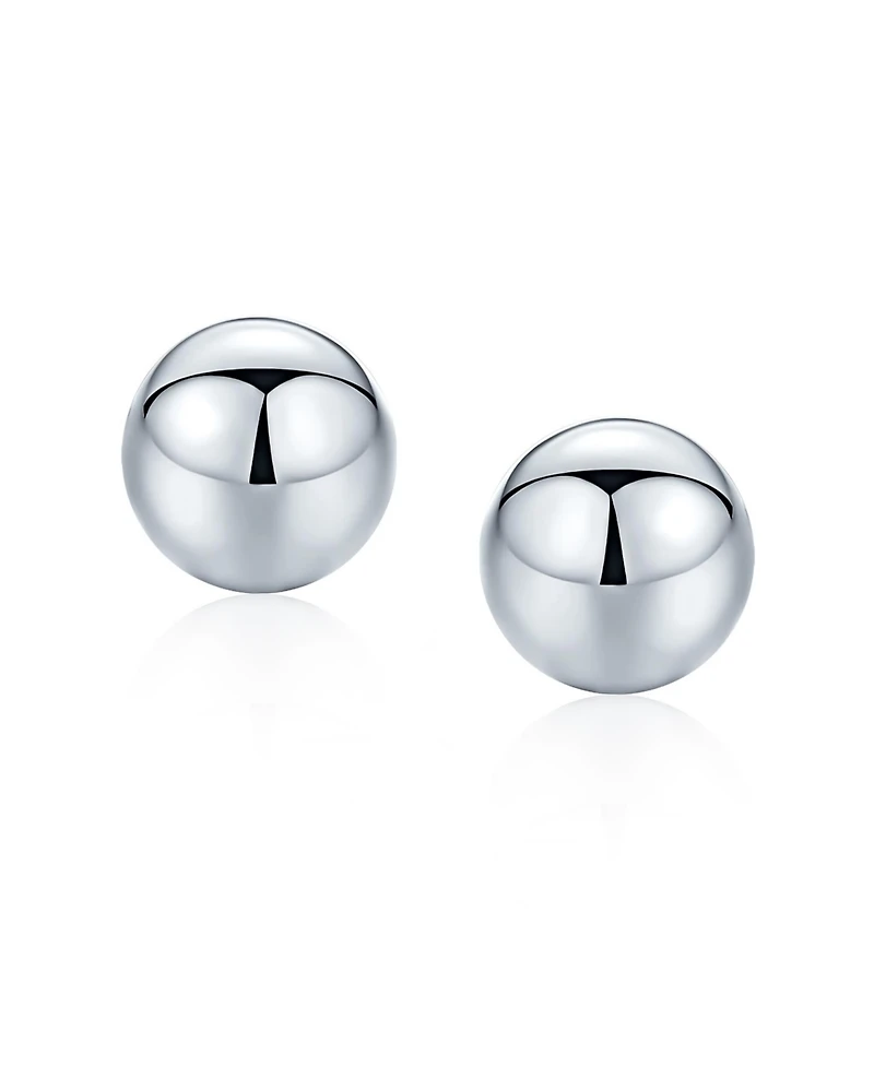Bling Jewelry Minimalist Plain Simple Round Bead Ball Tragus Cartilage Stud Earrings Shiny Polish .925 Sterling Silver
