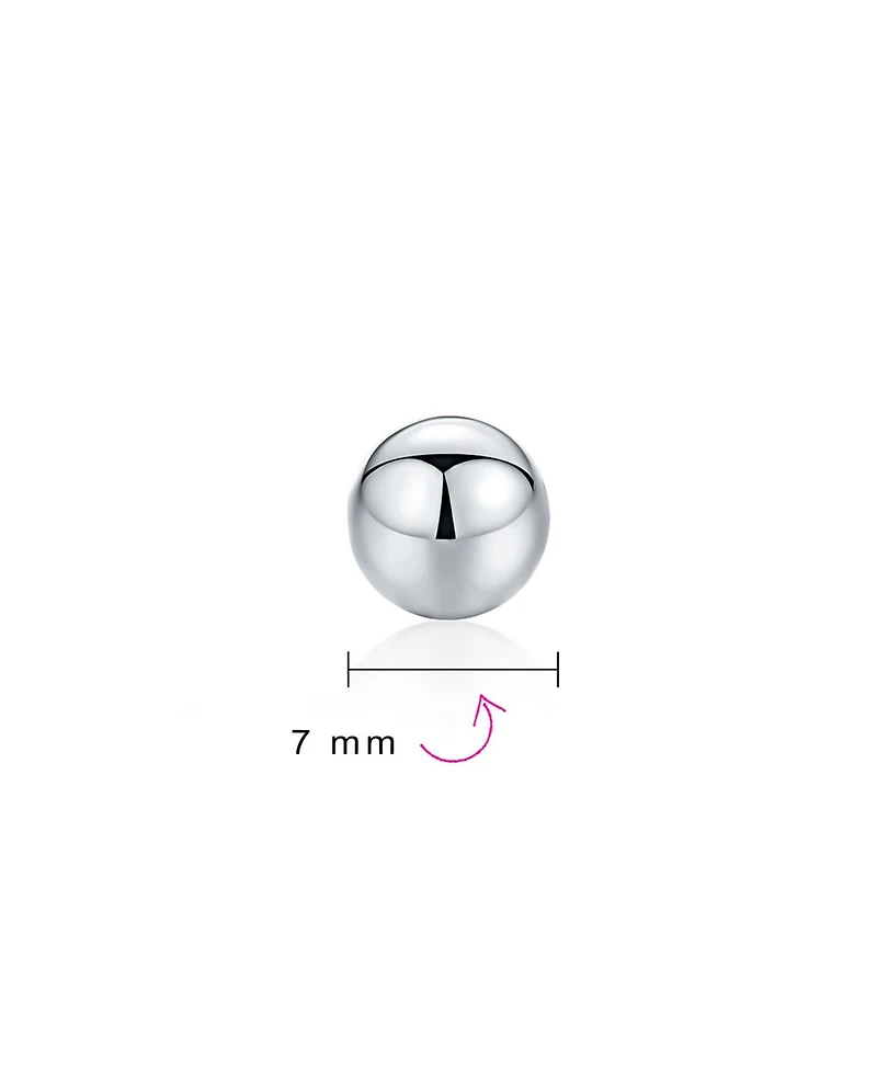 Bling Jewelry Minimalist Plain Simple Round Bead Ball Tragus Cartilage Stud Earrings Shiny Polish .925 Sterling Silver