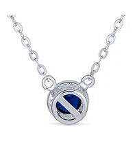 Bling Jewelry Petite Delicate 5MM Bezel Set Cz Solitaire Pendant Station Necklace Cubic Zirconia .925 Sterling Silver