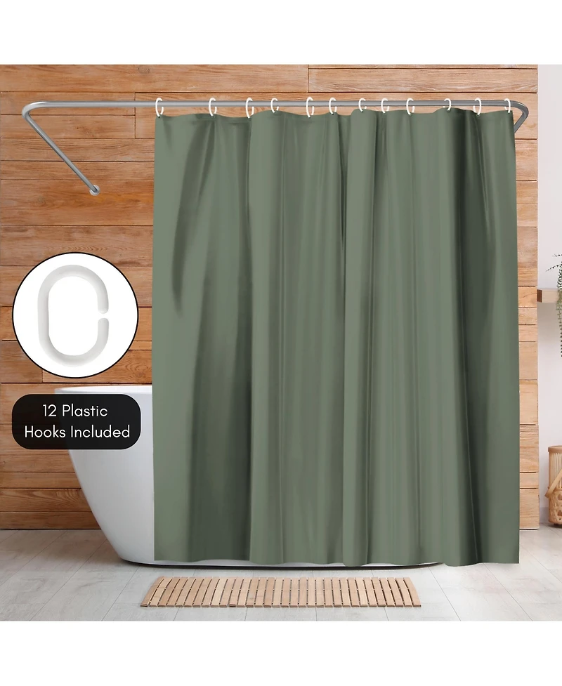 Americanflat 71x74 Solid Green Shower Curtain - Water Resistant - Polyester Fabric