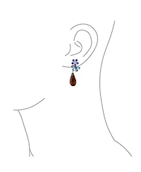 Bling Jewelry Purple Burgundy Cz Cubic Zirconia Fashion Flower Statement Dangle Teardrop Earrings Silver Plated