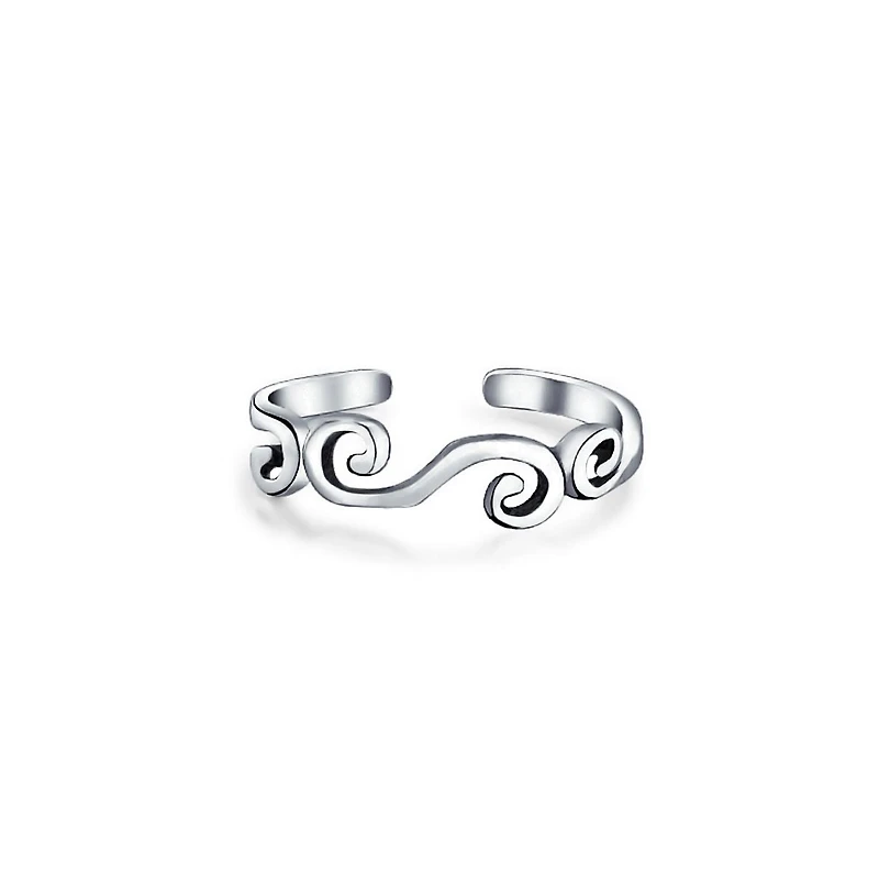 Bling Jewelry Open Spiral Pinky Midi Filigree Celtic Scroll Swirl Toe Ring Oxidized .925 Silver Sterling Adjustable